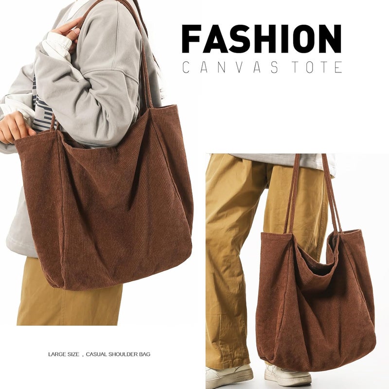 YAVCOOL Canvas Tote Bag for Women Large Hobo Shoulder Bag for Work Travel Casual Message Bag Tote Purse handbags - Image 3